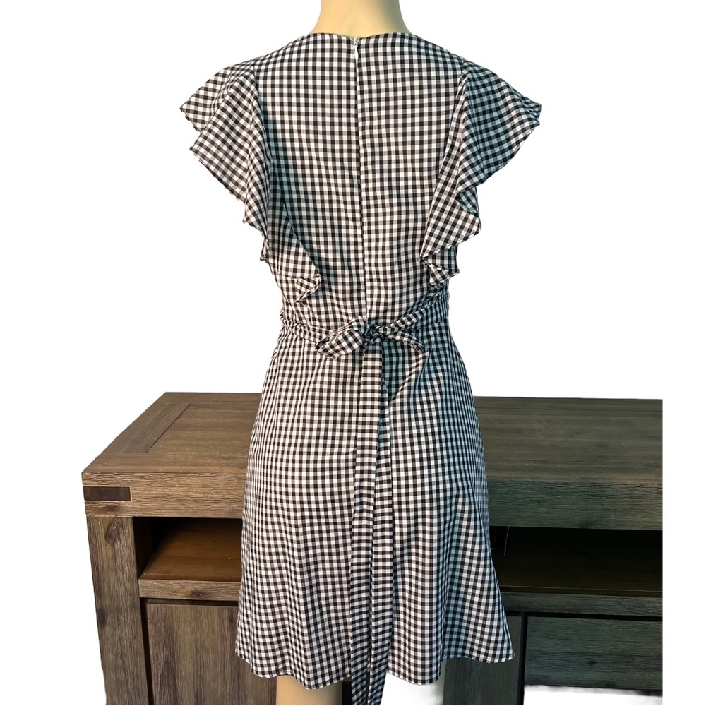 Charles Henry Black and White Plaid Dress with Ruffle Sleeves Size S - Picture 4 of 10